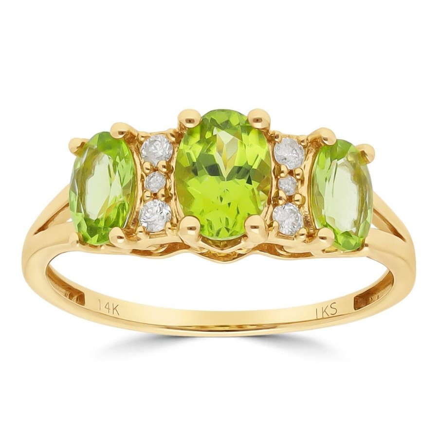 Gem Shopping Arizona Peridot And Diamond Ring In 14K Yellow Gold | Peridot