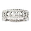 Gem Shopping Three Row Milgrain Diamond Ring In 18K White Gold | Diamond