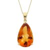 Gem Shopping Pear-Cut Madeira Citrine Pendant In 14K Yellow Gold | Citrine