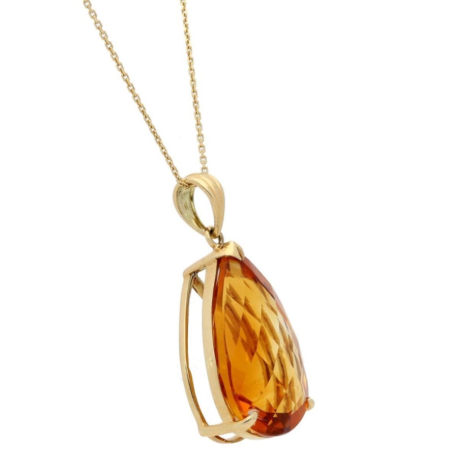 Gem Shopping Pear-Cut Madeira Citrine Pendant In 14K Yellow Gold | Citrine