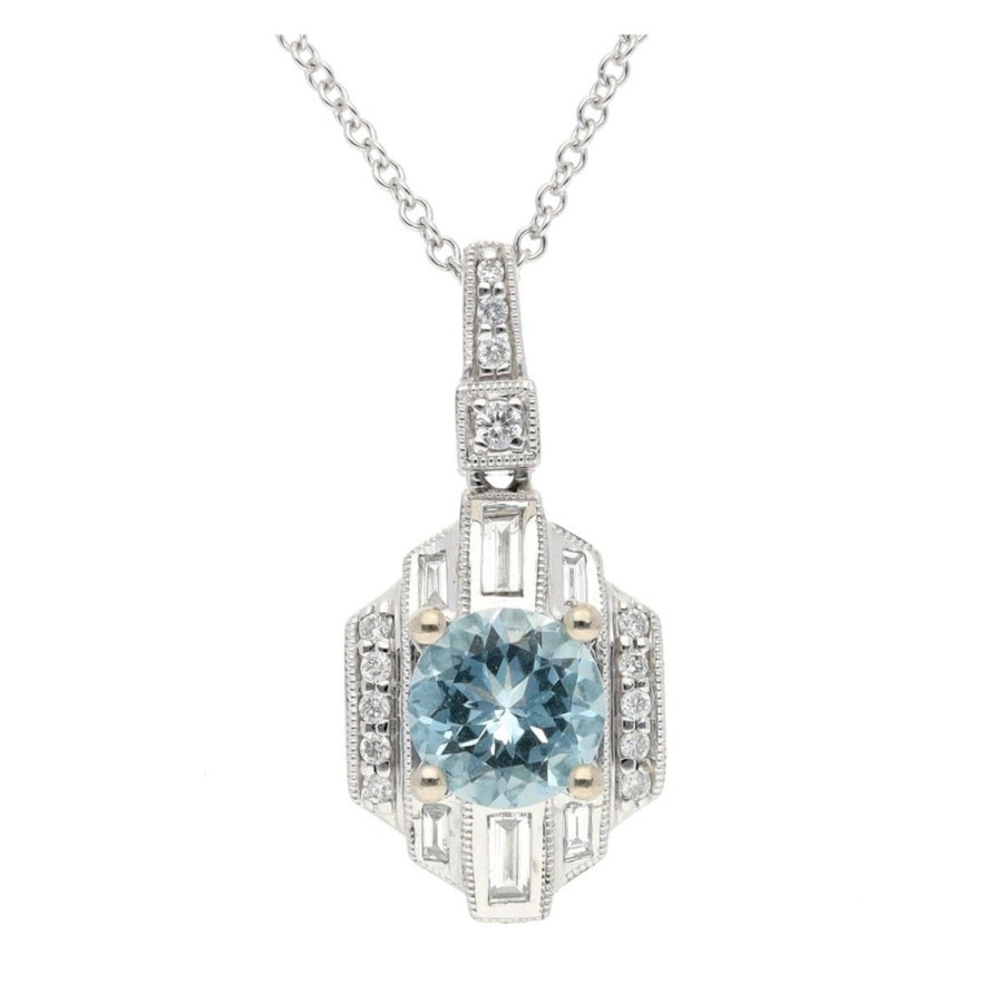 Gem Shopping Effy Aquamarine And Diamond Pendant In 14K | Aquamarine