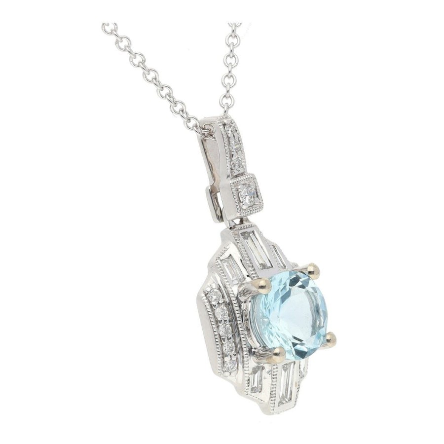 Gem Shopping Effy Aquamarine And Diamond Pendant In 14K | Aquamarine