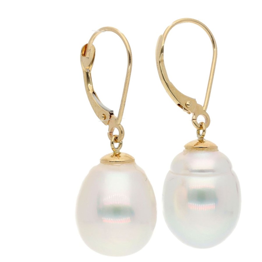 Gem Shopping Cut By Ben South Sea Cultured Pearl Drop Earrings In 14K Yellow Gold | Pearl