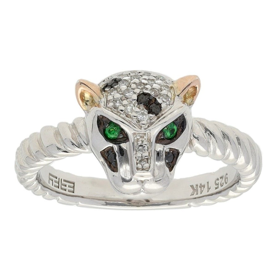 Gem Shopping Effy Diamond And Tsavorite Panther Ring In Sterling Silver | Diamond