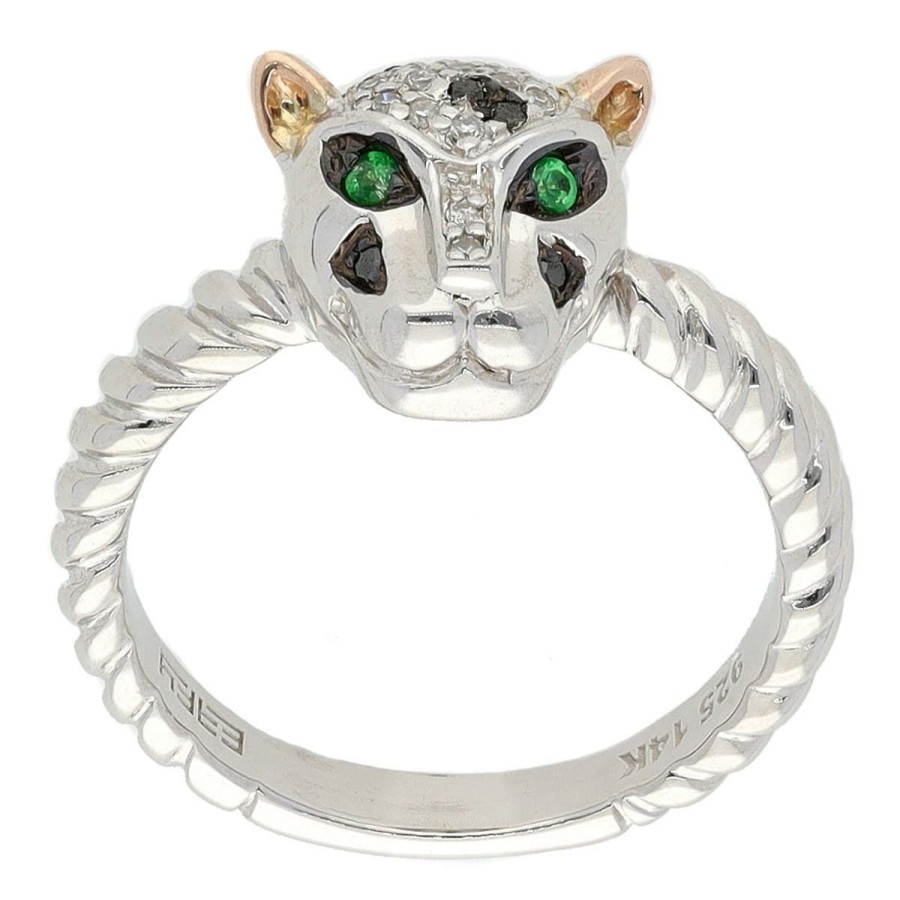 Gem Shopping Effy Diamond And Tsavorite Panther Ring In Sterling Silver | Diamond