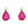 Gem Shopping Ruby And Diamond Stud Earrings In 14K Yellow Gold | Ruby