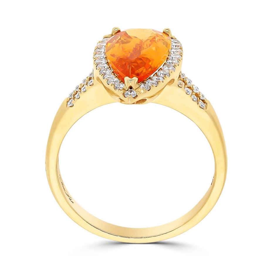 Gem Shopping Cut By Ben Mandarin Garnet And Diamond Ring In 14K | Garnet