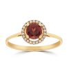 Gem Shopping Lali Jewels Garnet And Diamond Halo Ring In 14K Yellow Gold | Garnet