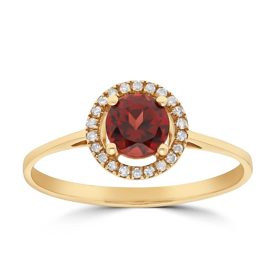 Gem Shopping Lali Jewels Garnet And Diamond Halo Ring In 14K Yellow Gold | Garnet