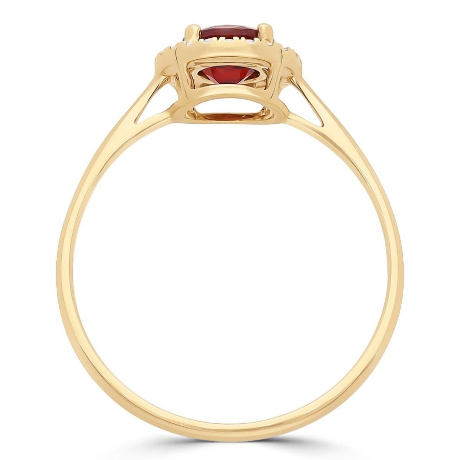 Gem Shopping Lali Jewels Garnet And Diamond Halo Ring In 14K Yellow Gold | Garnet