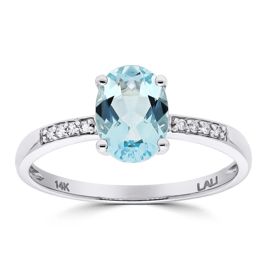 Gem Shopping Lali Jewels Aquamarine And Diamond Ring In 14K White Gold | Aquamarine