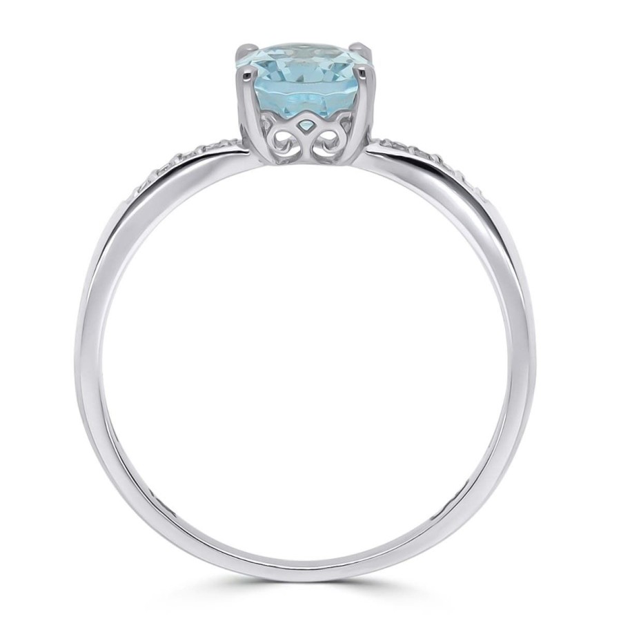 Gem Shopping Lali Jewels Aquamarine And Diamond Ring In 14K White Gold | Aquamarine