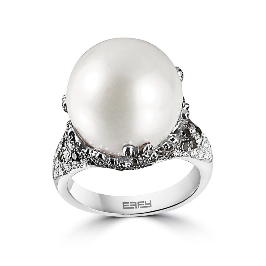 Gem Shopping Effy Fresh Water Pearl And Diamond Ring In 14K White Gold | Pearl