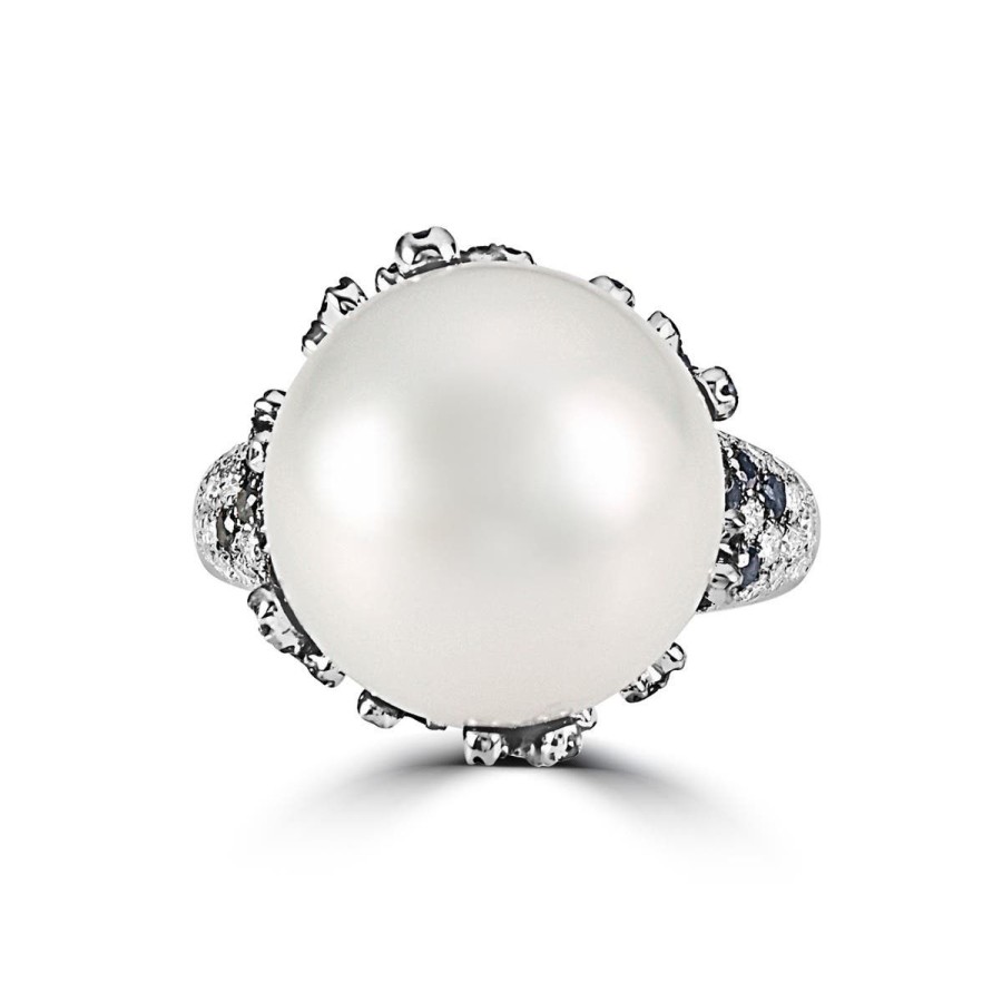 Gem Shopping Effy Fresh Water Pearl And Diamond Ring In 14K White Gold | Pearl