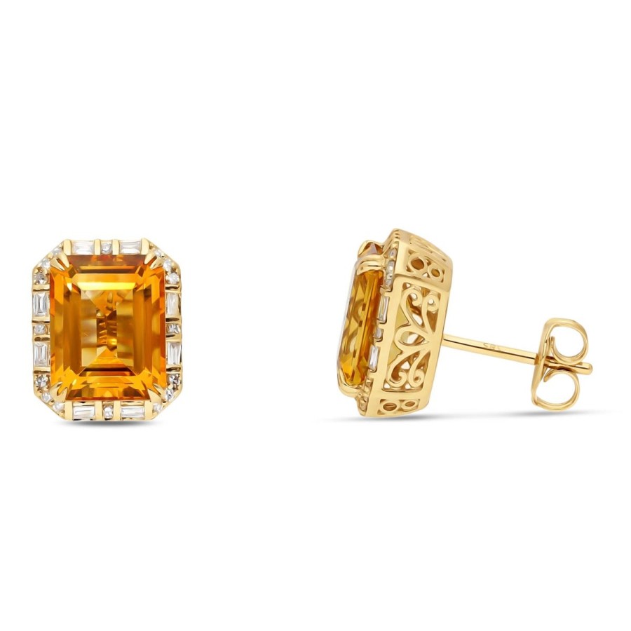 Gem Shopping Effy Citrine And Diamond Stud Earrings In 14K | Citrine