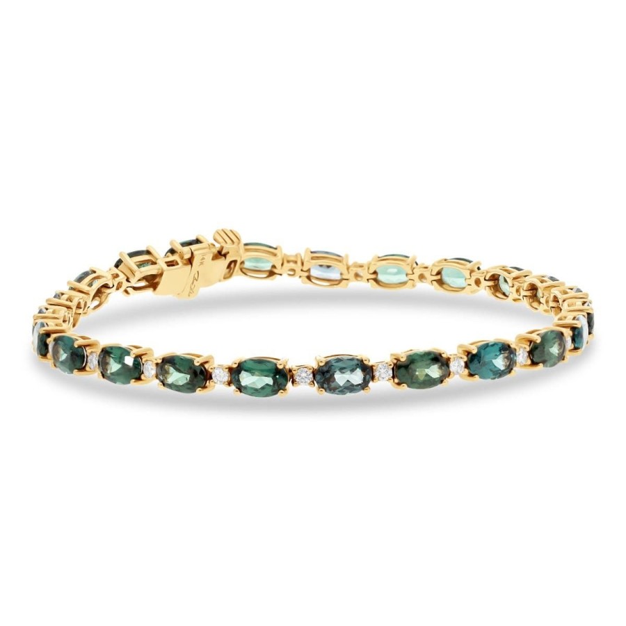 Gem Shopping Tsavorite Garnet And Diamond Bracelet In 14K Yellow Gold | Garnet