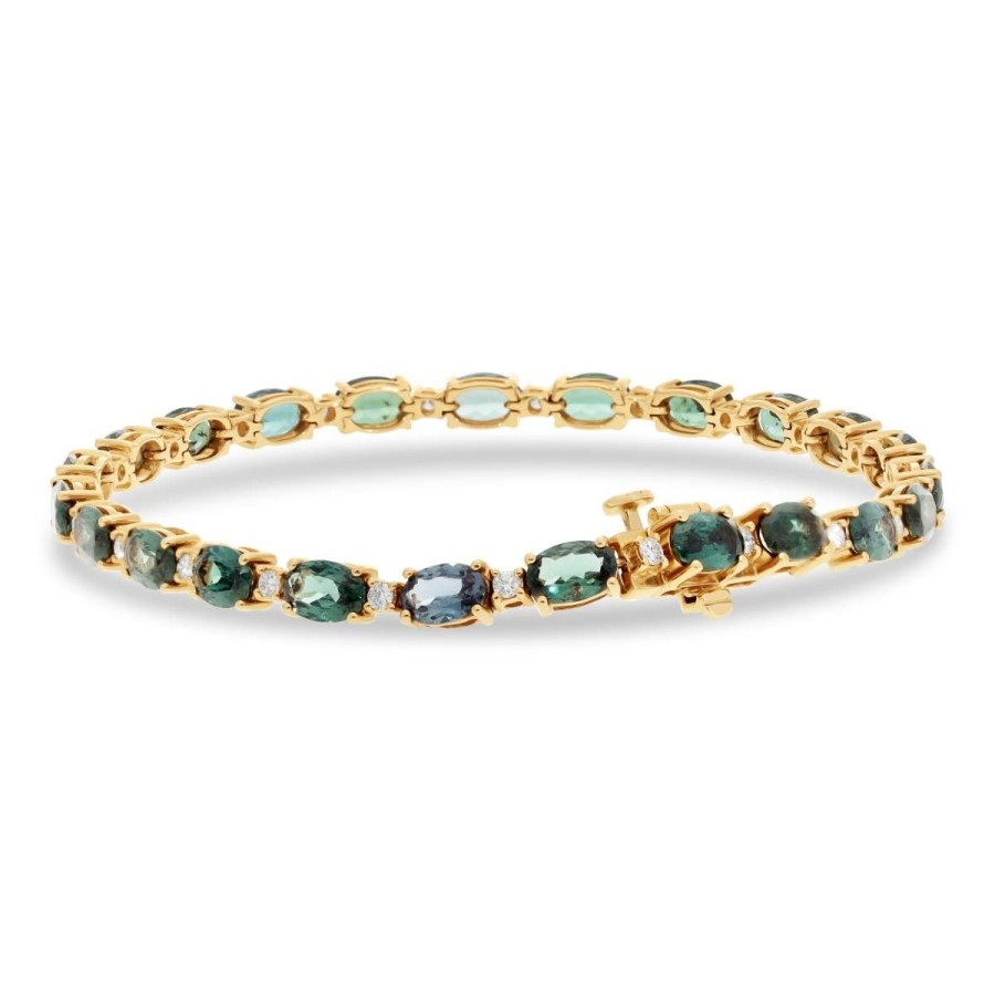 Gem Shopping Tsavorite Garnet And Diamond Bracelet In 14K Yellow Gold | Garnet