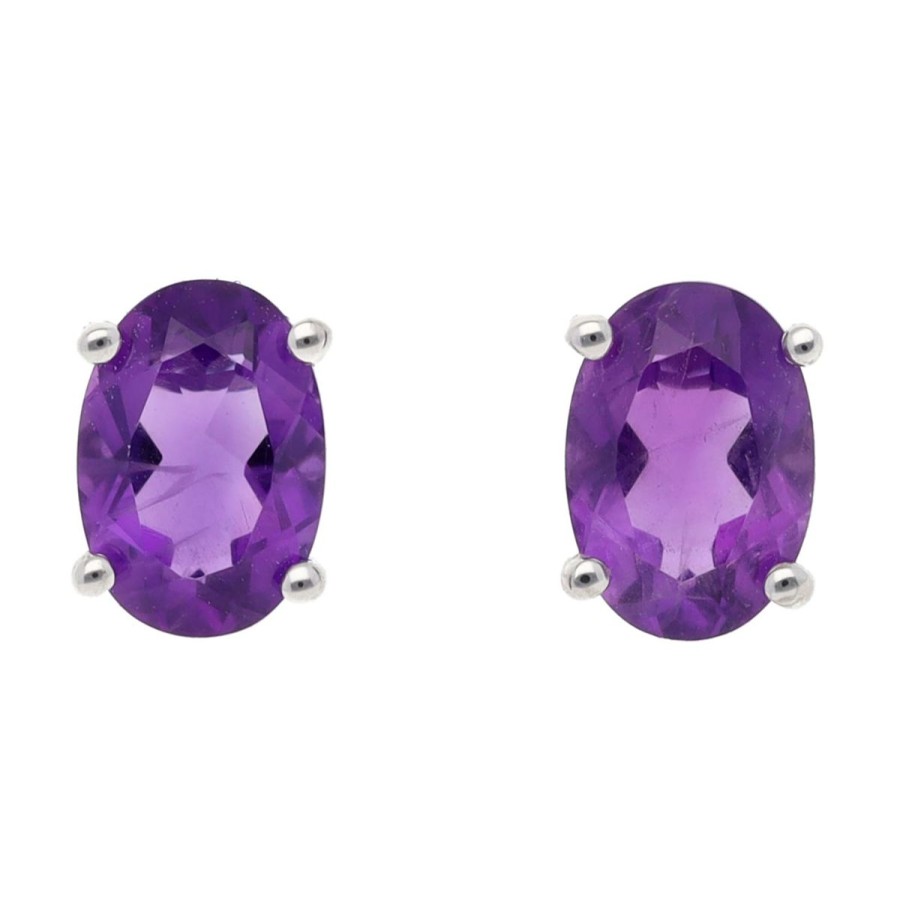 Gem Shopping Lali Jewels Amethyst Stud Earrings In 14K White Gold | Amethyst