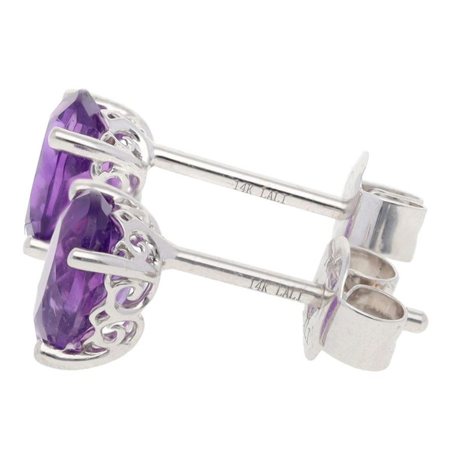 Gem Shopping Lali Jewels Amethyst Stud Earrings In 14K White Gold | Amethyst