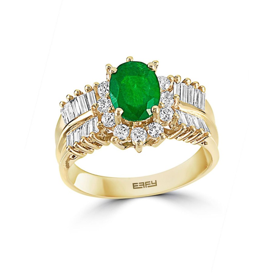 Gem Shopping Effy Emerald And Diamond Ring In 14K Yellow Gold | Emerald