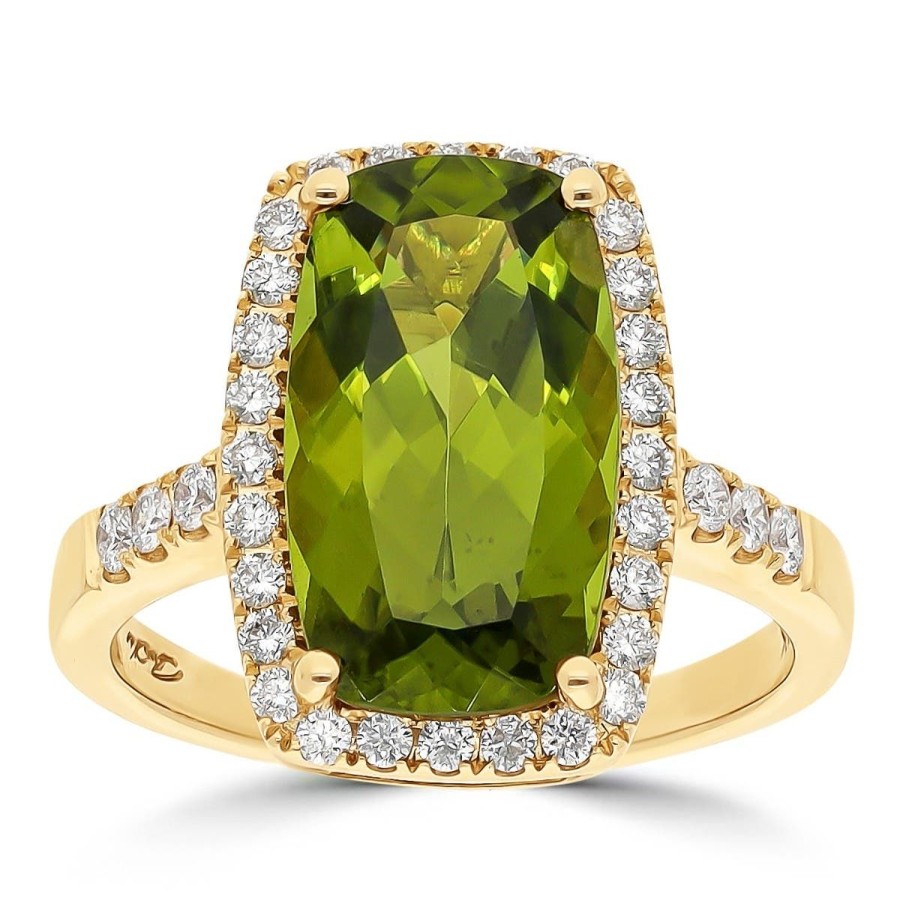 Gem Shopping Cut By Ben Pakistani Peridot And Diamond Ring In 14K Yellow Gold | Peridot