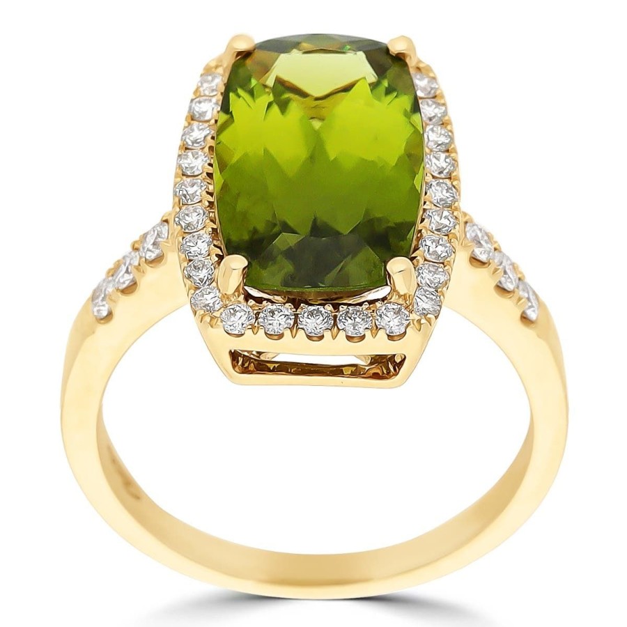 Gem Shopping Cut By Ben Pakistani Peridot And Diamond Ring In 14K Yellow Gold | Peridot