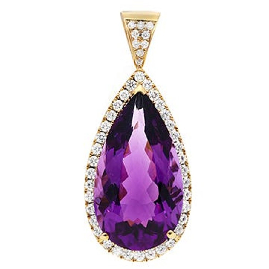 Gem Shopping Amethyst And Diamond Pendant In 14K | Amethyst