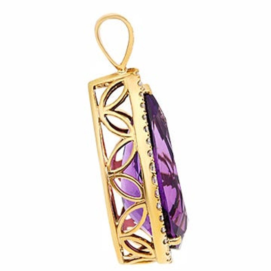 Gem Shopping Amethyst And Diamond Pendant In 14K | Amethyst