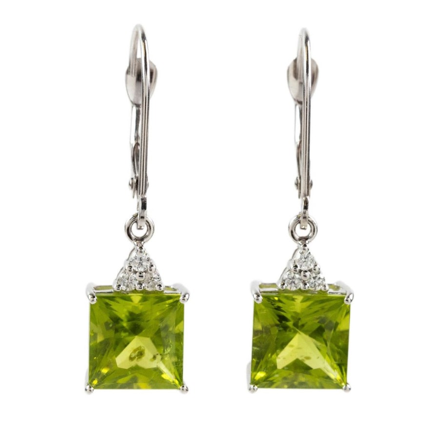 Gem Shopping Cut By Ben Peridot And Diamond Earrings In 14K | Peridot