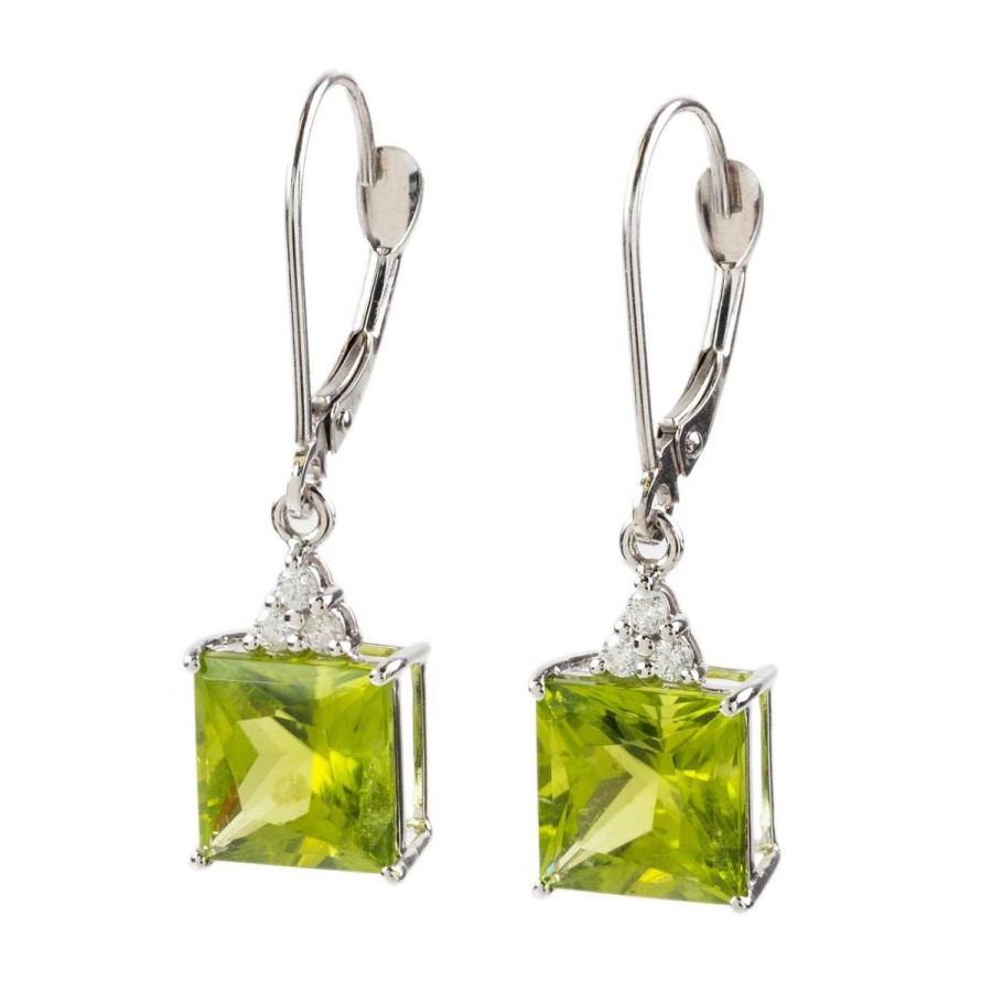 Gem Shopping Cut By Ben Peridot And Diamond Earrings In 14K | Peridot