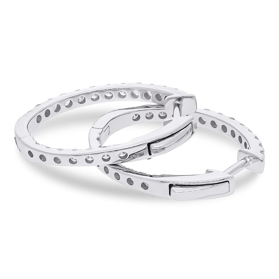 Gem Shopping 1.01 Ct. Tw. Cirari Couture Diamond Hoop Earrings In 14K White Gold | Diamond