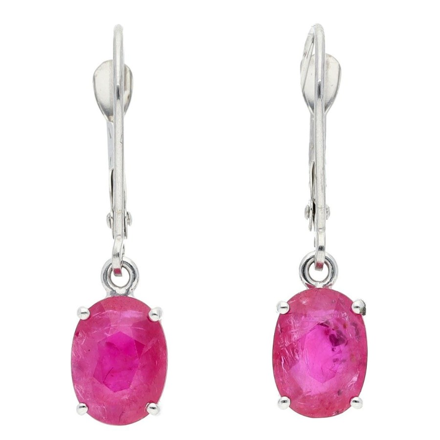 Gem Shopping Ruby Drop Earrings In 14K White Gold | Ruby