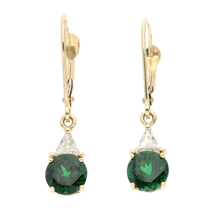 Gem Shopping Tsavorite Garnet And Diamond Drop Earrings In 14K Yellow Gold | Garnet