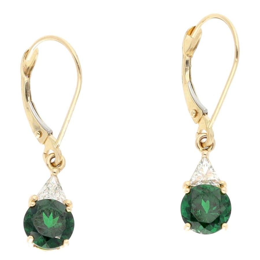 Gem Shopping Tsavorite Garnet And Diamond Drop Earrings In 14K Yellow Gold | Garnet