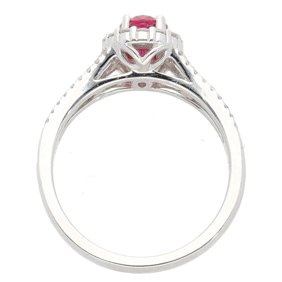 Gem Shopping Ruby And Diamond Ring In 14K White Gold | Ruby