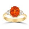 Gem Shopping Cut By Ben Mandarin Garnet And Diamond Ring In 14K | Garnet