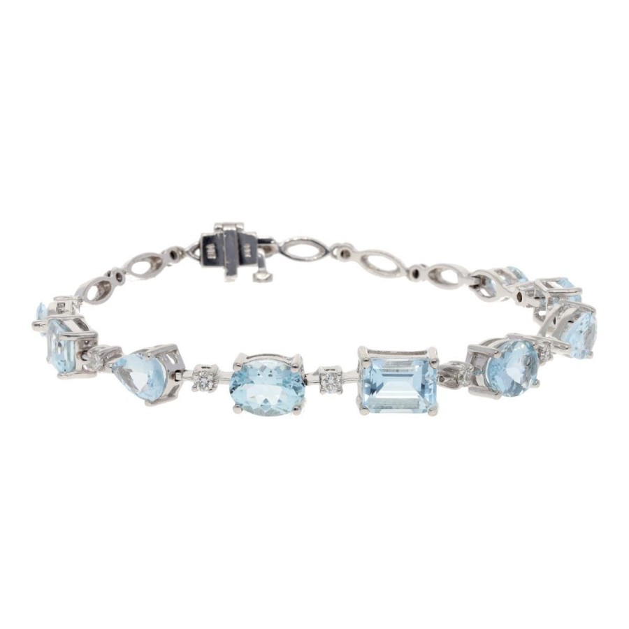 Gem Shopping Effy Aquamarine And Diamond Bracelet In 14K | Aquamarine