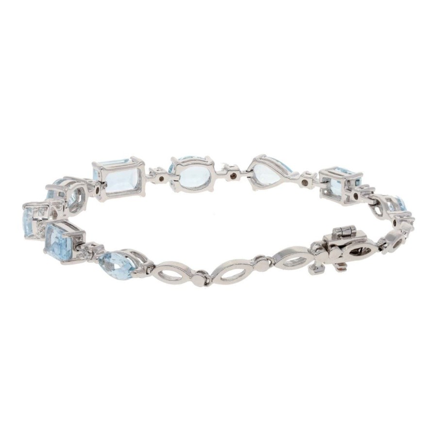 Gem Shopping Effy Aquamarine And Diamond Bracelet In 14K | Aquamarine