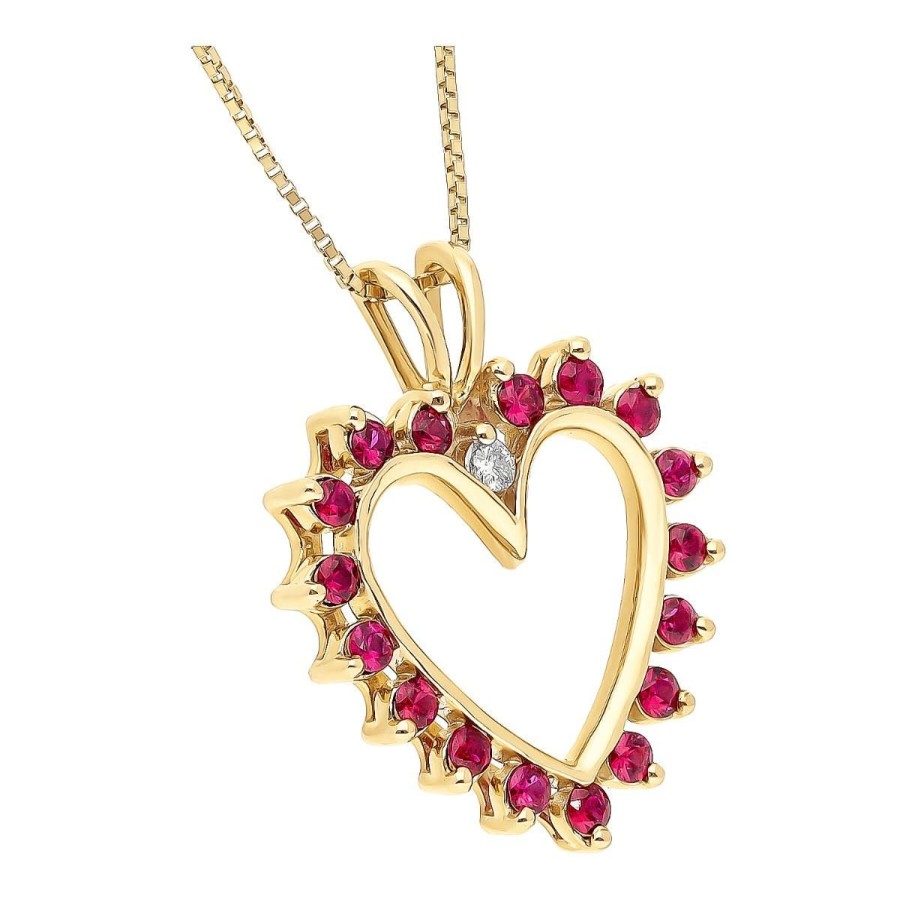 Gem Shopping Ruby And Yellow Gold Heart Pendant In 14K Yellow Gold | Ruby