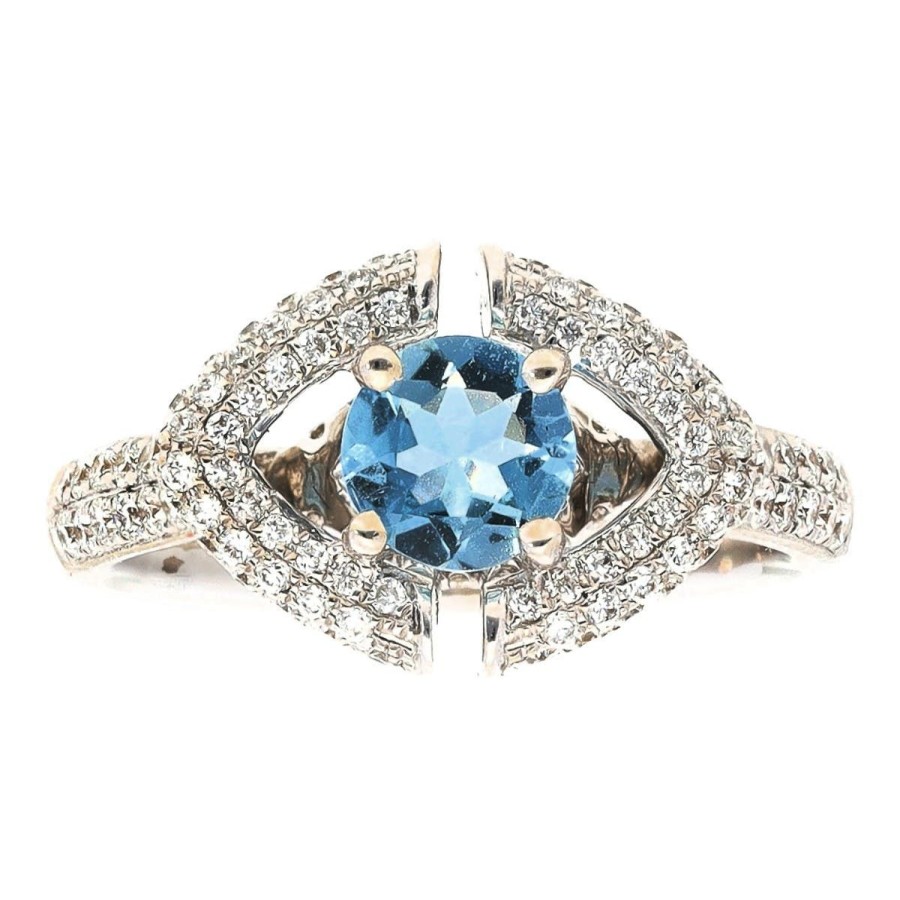 Gem Shopping Aquamarine And Diamond Ring In 18K White Gold | Aquamarine