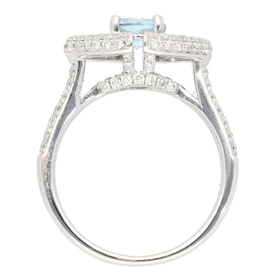 Gem Shopping Aquamarine And Diamond Ring In 18K White Gold | Aquamarine