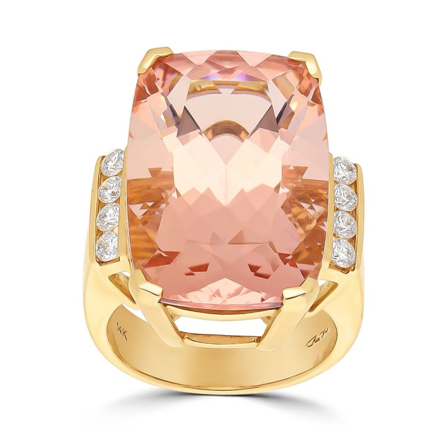 Gem Shopping Cut By Ben Morganite And Diamond Ring In 14K | Morganite