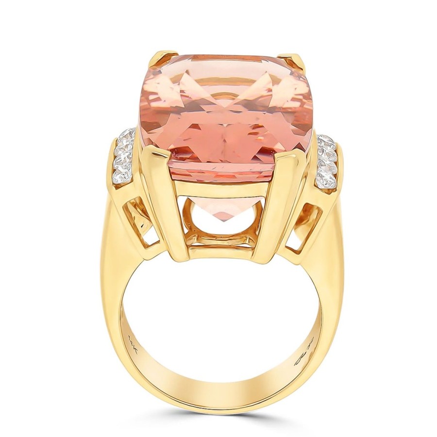 Gem Shopping Cut By Ben Morganite And Diamond Ring In 14K | Morganite