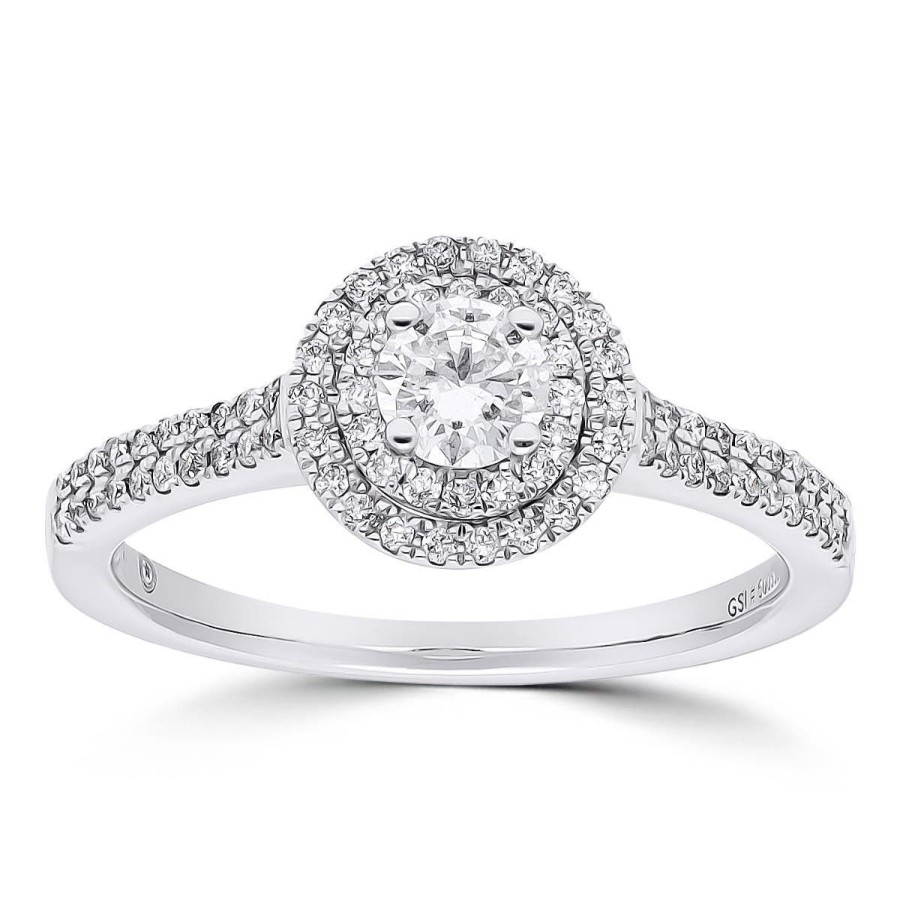 Gem Shopping Round Diamond Ring In 14K White Gold | Diamond