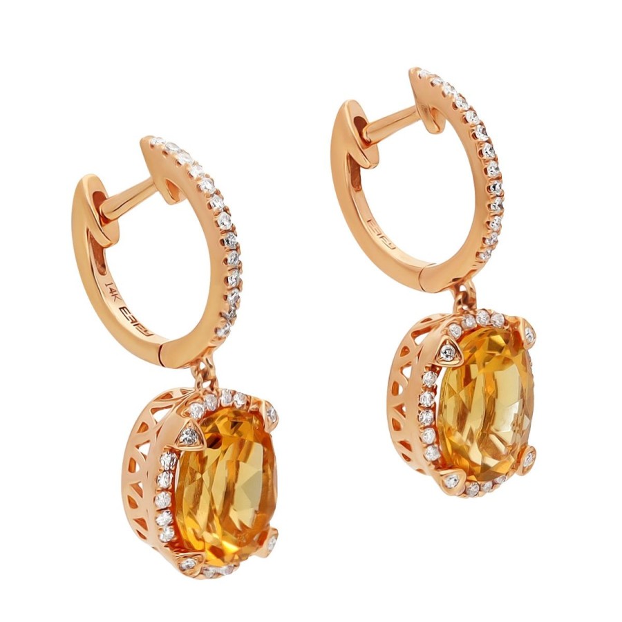 Gem Shopping Effy Citrine And Diamond Dangle Earrings In 14K | Citrine